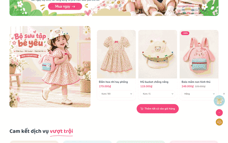 Thêm tất cả sản phẩm trong bộ vào giỏ bằng một thao tác.