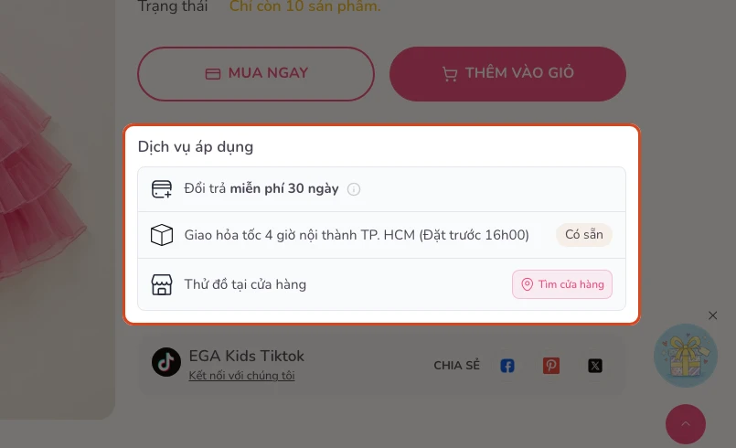 Dịch vụ áp dụng