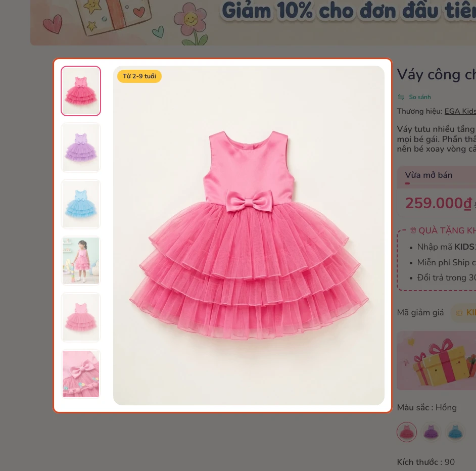 Ảnh nhỏ bên trái - dải ảnh dọc cạnh ảnh lớn.